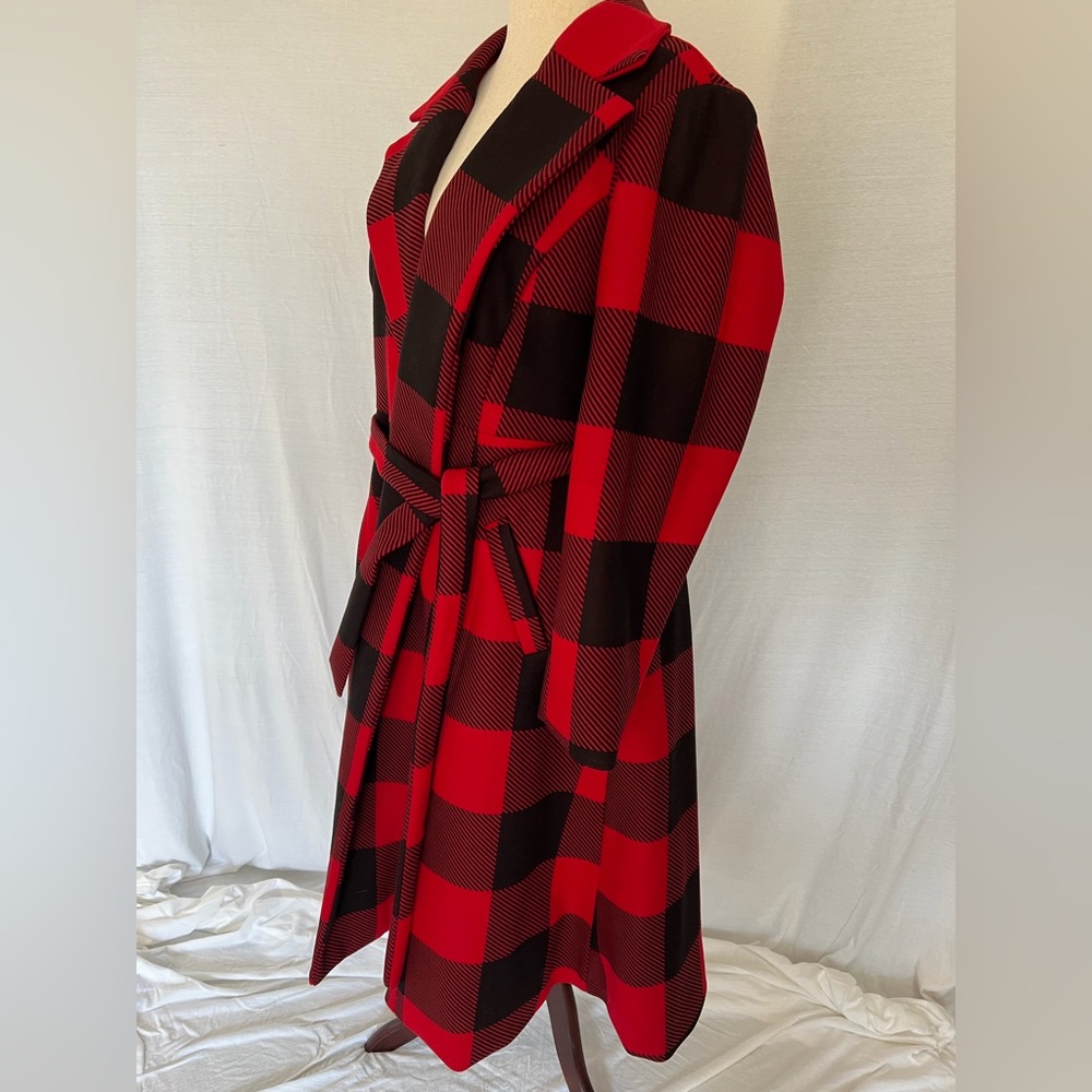 NWT Torrid Red Plaid Tie Waist Wrap Coat Size 3 (22-24) - Picture 6 of 16